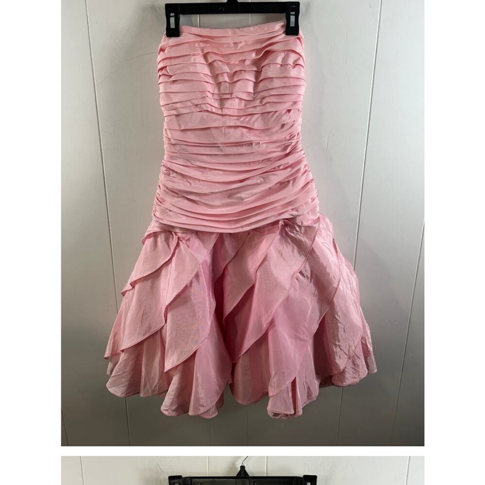 80s prom Strapless Ruffled Dress